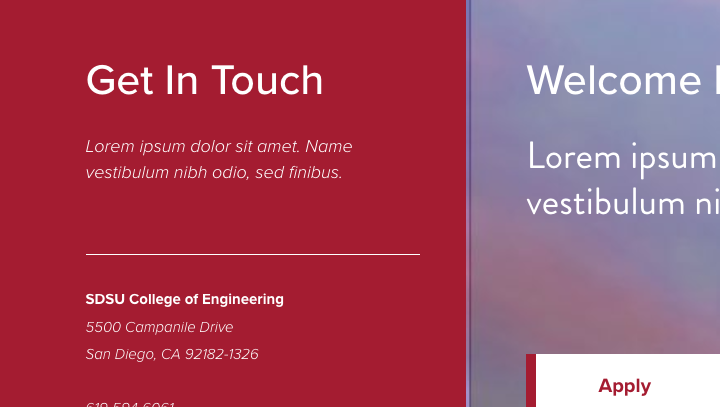 Contact Box with placeholder text